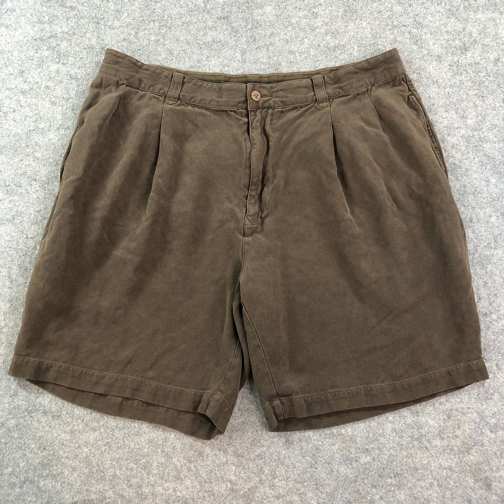 Tommy Bahama Mens Shorts 38x8 (fits 36x8) Brown Silk Pleated Relaxed Fit